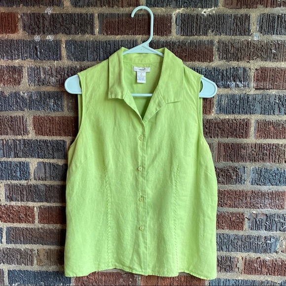 beautiful vintage chartreuse top - Picture 1 of 4